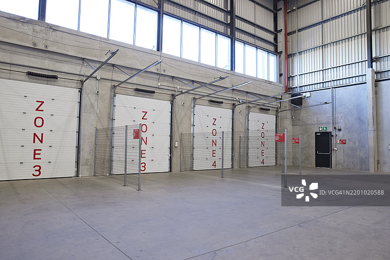 空荡荡的装卸码头上关闭的工业门图片素材