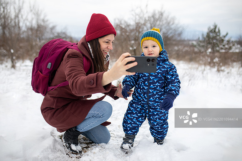 冬季自拍。图片素材