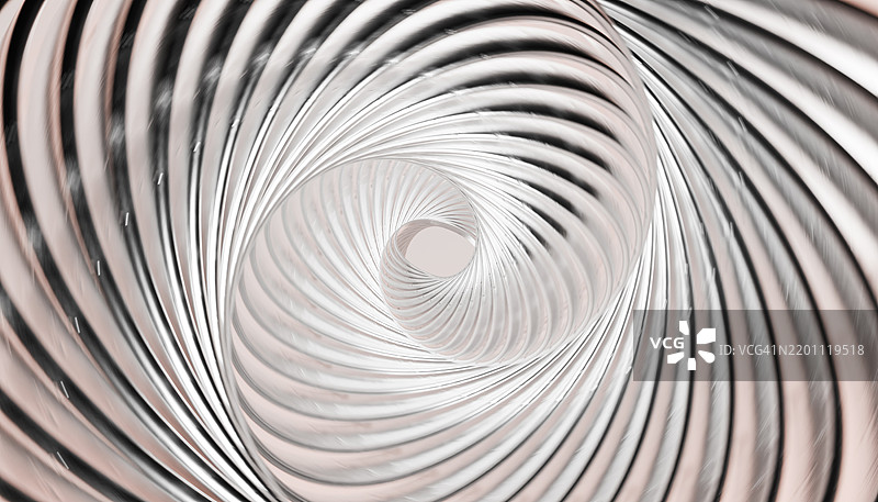 3D抽象渲染的金属环以旋转的图案排列图片素材