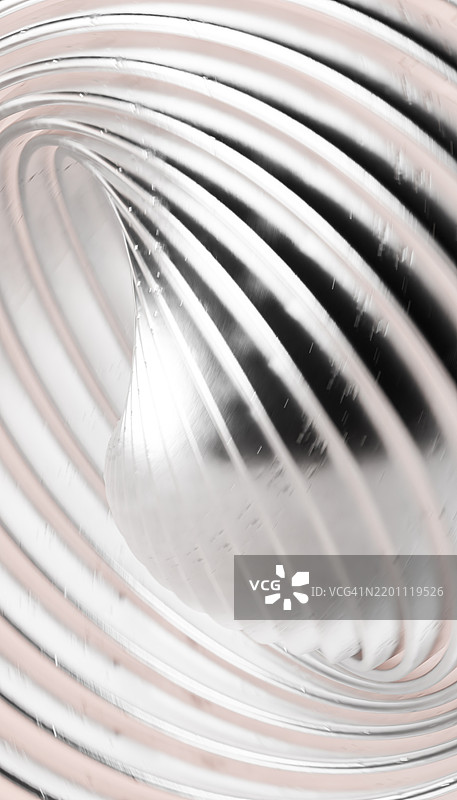 金属环形成螺旋图案的抽象3D渲染图片素材