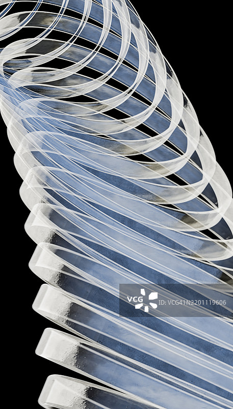 黑色背景下的彩色环的抽象3D渲染图图片素材