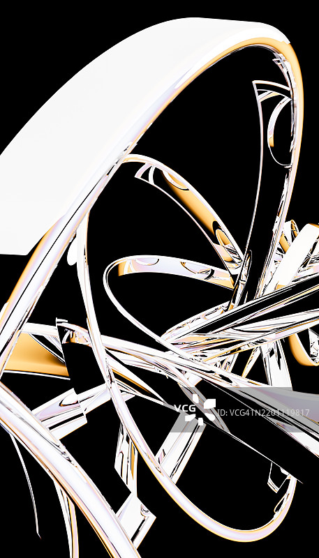 抽象的3D渲染，带有多彩的几何环和形状图片素材