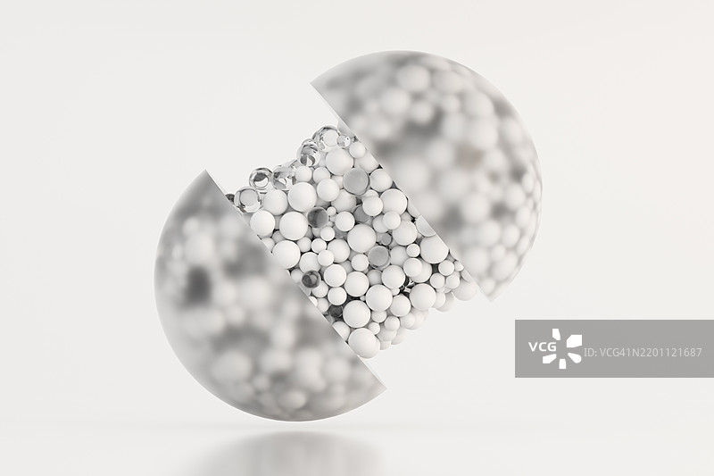 白色和玻璃球体的3D抽象构图图片素材