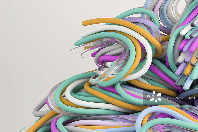 色彩缤纷的电线缠绕在抽象构图中图片素材
