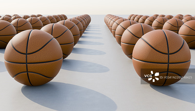 3D渲染的篮球图案，排列成行图片素材