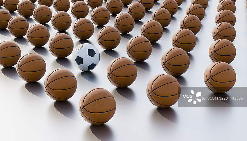 篮球和一个足球的3D渲染图案图片素材