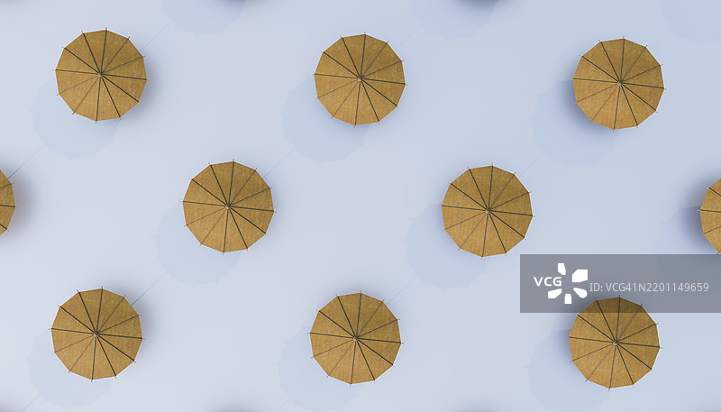 户外几何图案排列的遮阳伞俯视图图片素材
