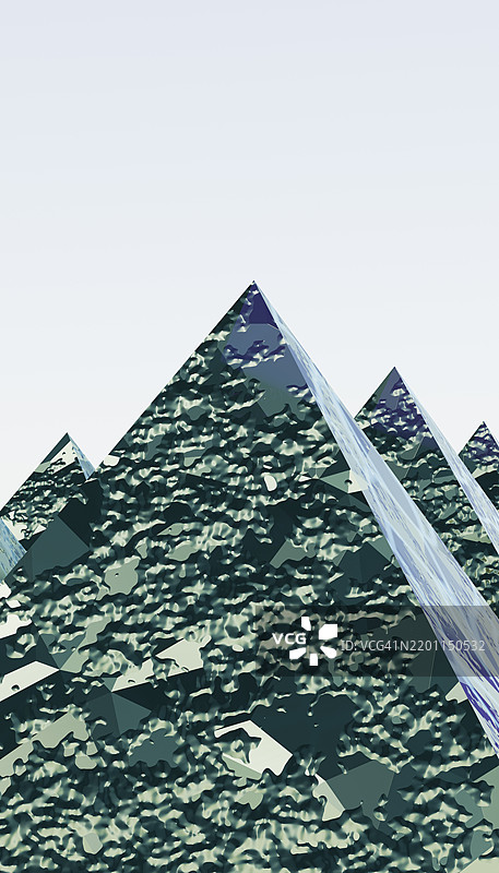 绿色和白色的抽象几何形状，类似于金字塔的3D渲染图图片素材
