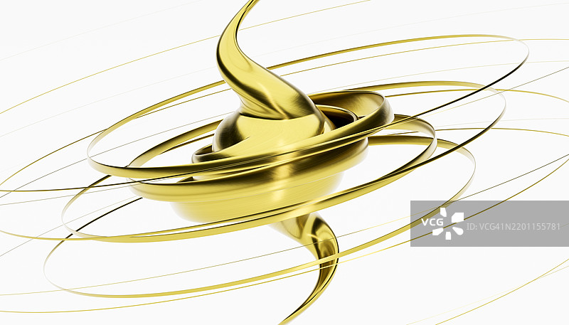 抽象的3D金色漩涡设计渲染图图片素材