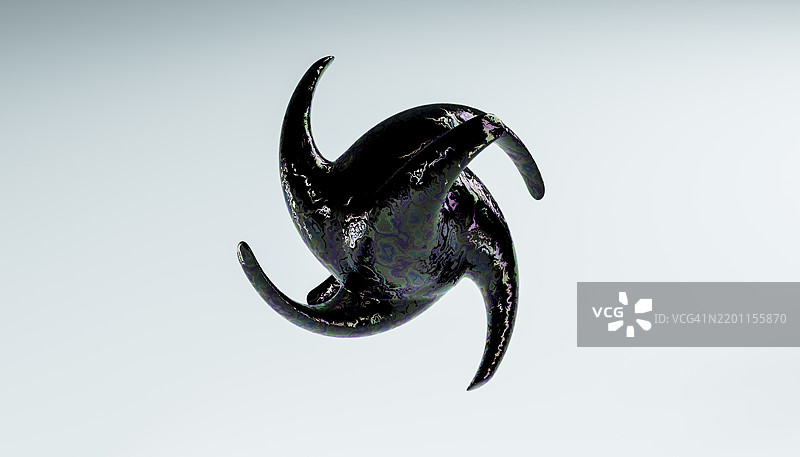 白色背景上的抽象3D渲染曲面金属物体图片素材