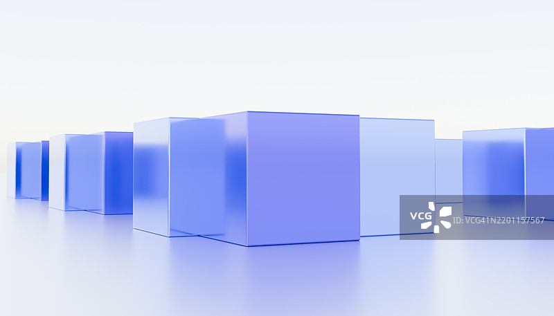 发光蓝色立方体的抽象3D渲染图图片素材