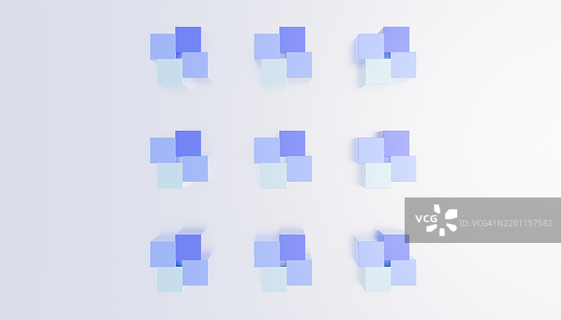 发光的几何图案中的抽象3D立方体渲染图图片素材