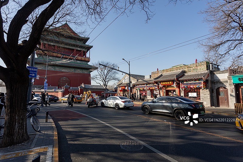 中国北京的古代建筑鼓楼（Gu Lou）。图片素材