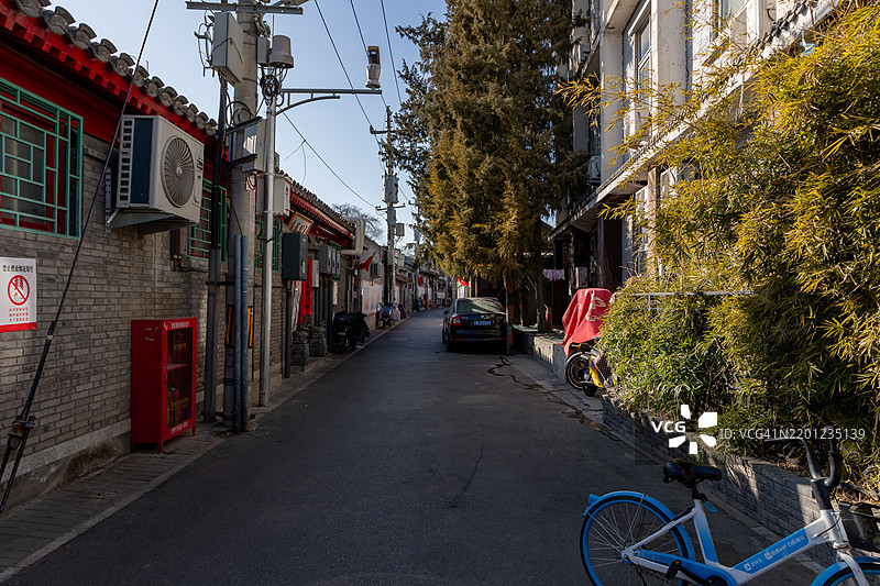 北京老城区的胡同，居民区。图片素材