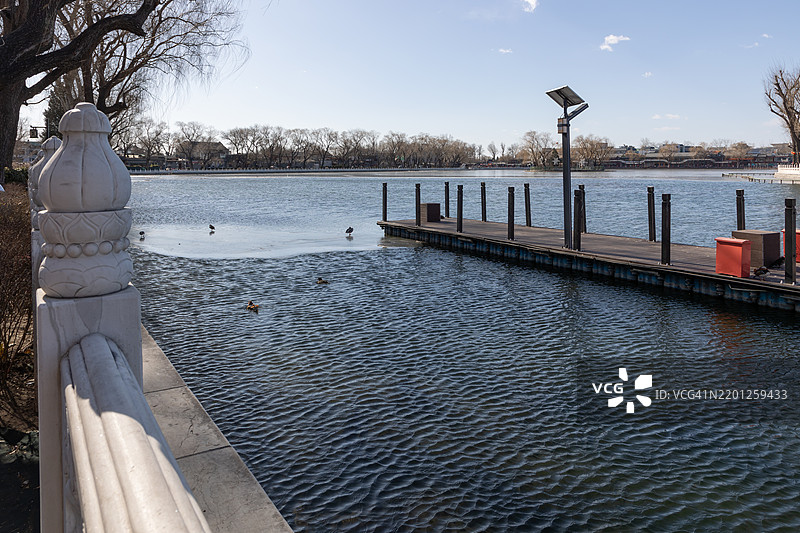 北京什刹海（后海）的冬季风景。图片素材