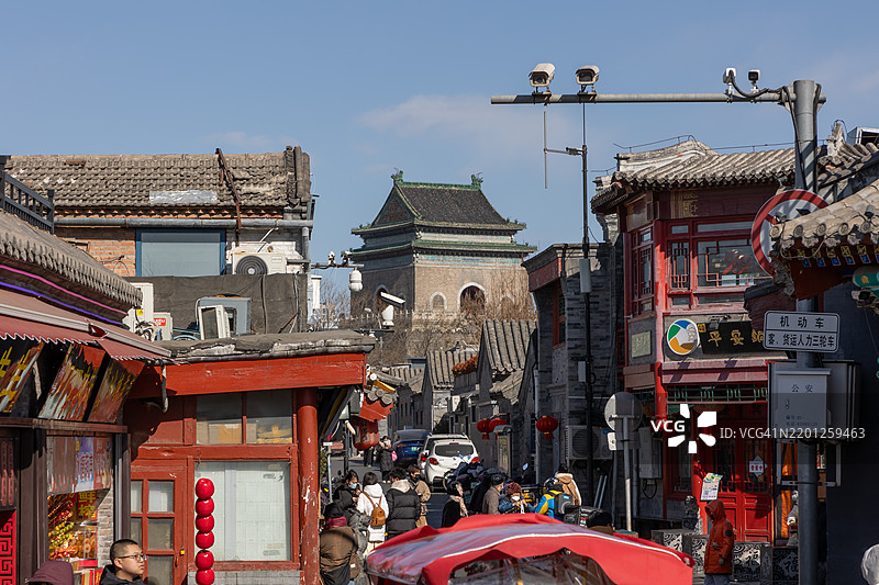 北京什刹海（后海）的冬季风景。图片素材