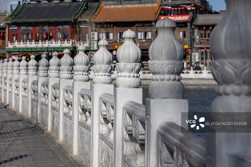 北京什刹海（后海）的冬季风景。图片素材