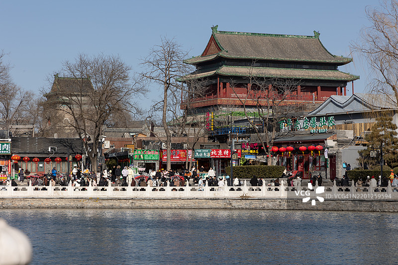 北京什刹海（后海）的冬季风景。图片素材