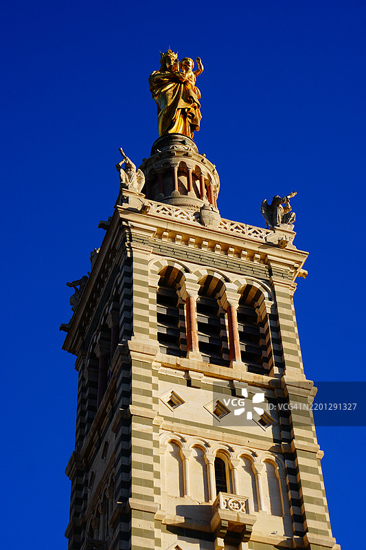 马赛，法国，圣母院塔的多彩景观图片素材