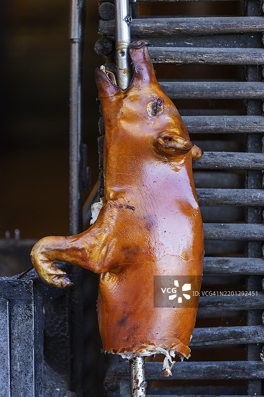 越南西北部沙巴的烤乳猪。图片素材