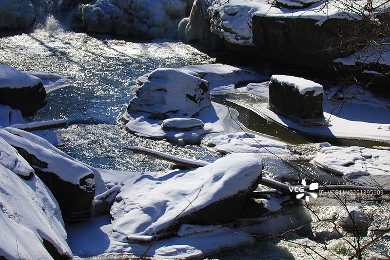 冰封河流流动图片素材