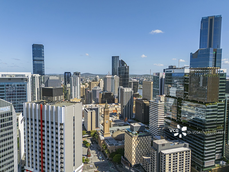 布里斯班城市的城市天际线鸟瞰图图片素材