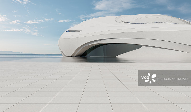 现代混凝土建筑外的 marble 地板图片素材