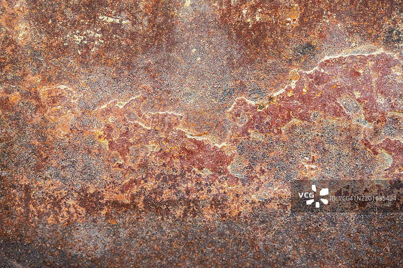 生锈的金属纹理和背景的全景拍摄。锈蚀会缩短产品的使用寿命。图片素材