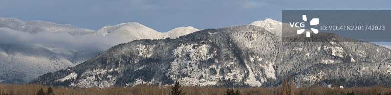 雪山与天空的全景视图图片素材