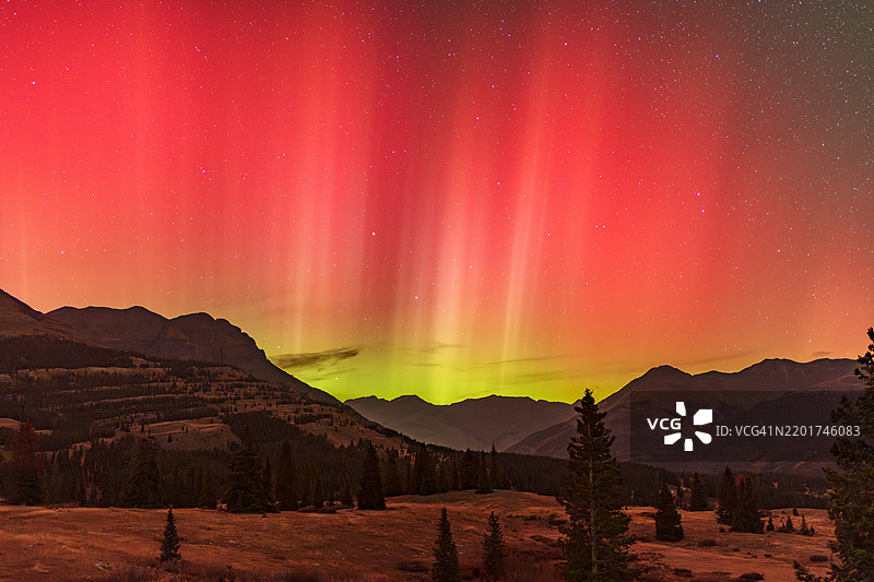 夜空下科罗拉多州的山脉美景， 美国图片素材