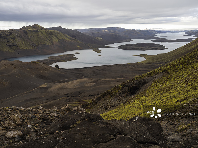 兰吉斯约湖，冰岛高地，欧洲图片素材