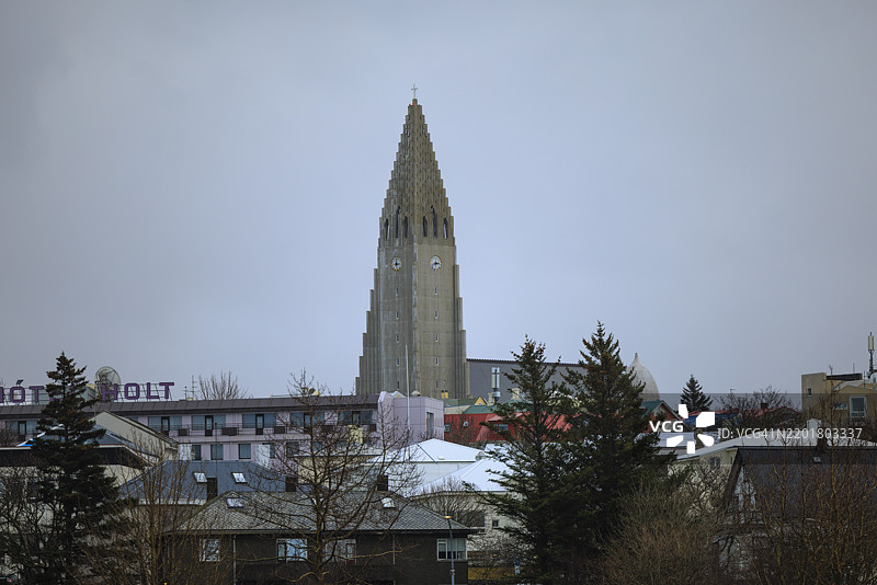 雷克雅未克心脏地带的哈尔格林姆斯教堂建筑之美图片素材