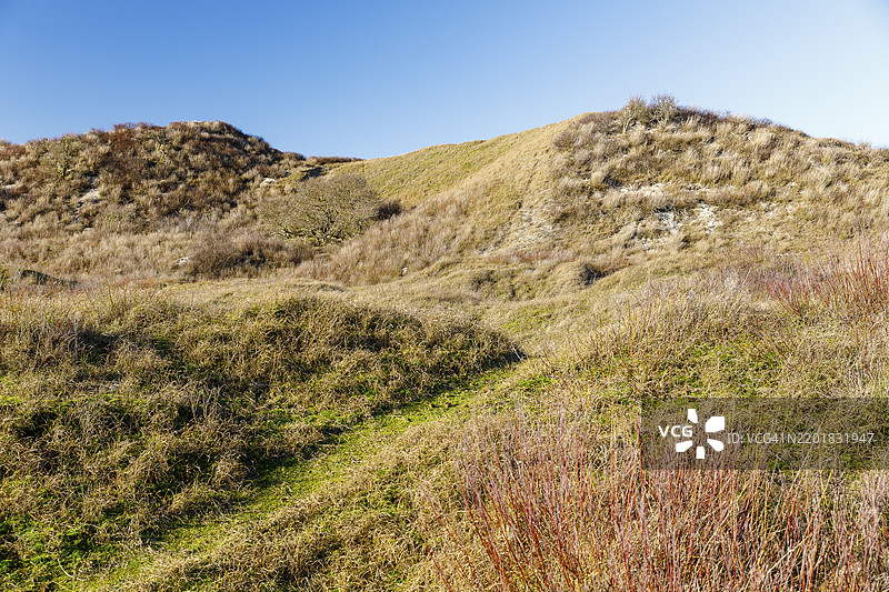 德国下萨克森州诺德奈岛国家公园的沙丘景观，欧洲图片素材