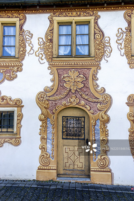 德国巴登-符腾堡州罗特安德罗特的克洛斯特霍夫街镇墙 painted building 细节图片素材