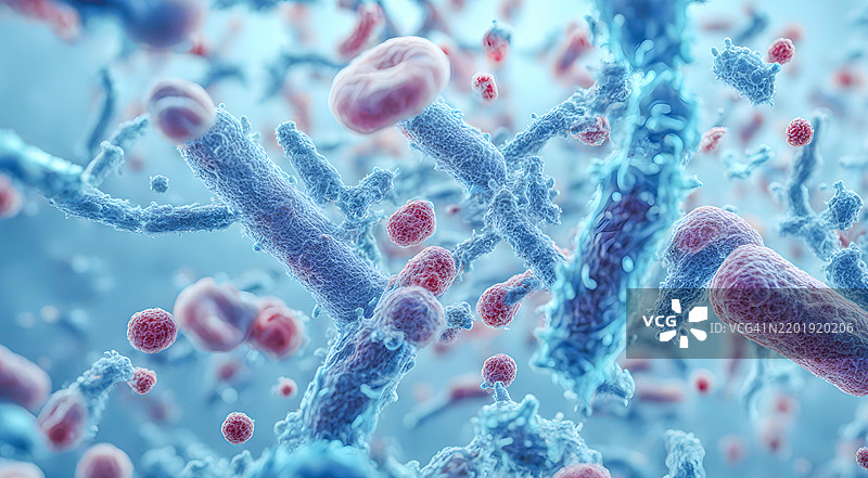 显微镜下的蓝色细菌背景图片素材