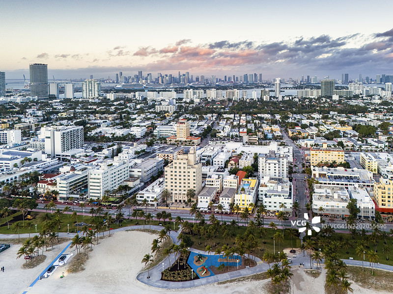 迈阿密海滩及艺术装饰区的鸟瞰图图片素材