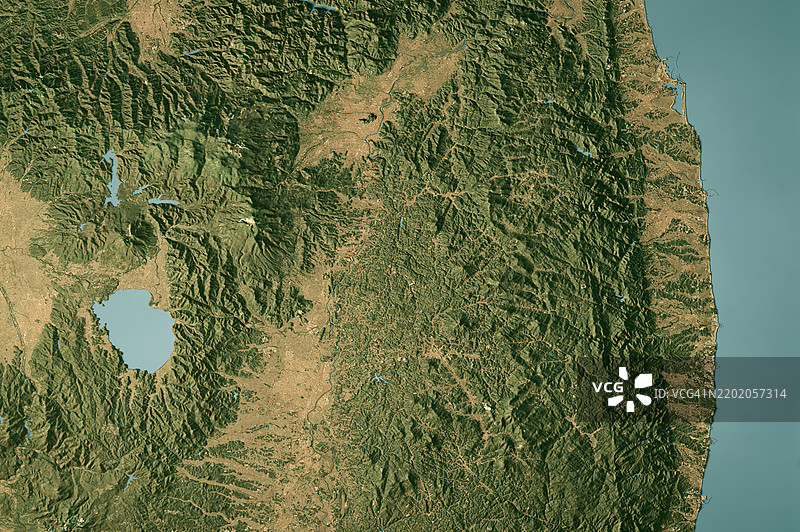福岛卫星地形图 3D 渲染真实色彩图片素材