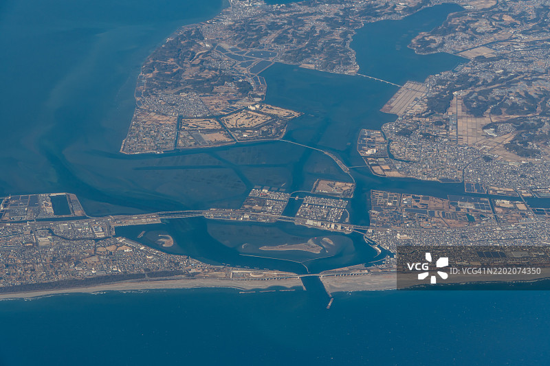 日本滨松市的浜名湖航拍视角图片素材