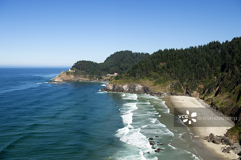 海塞塔灯塔和佛罗伦斯附近的海滩图片素材