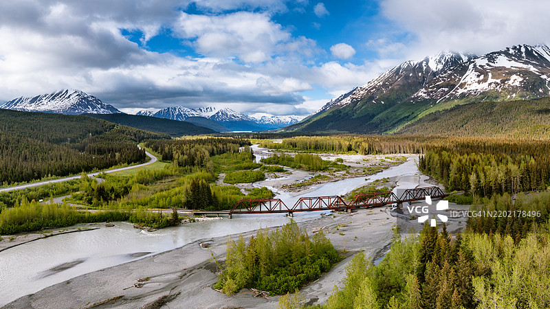 基奈峡湾国家公园的空中视角图片素材