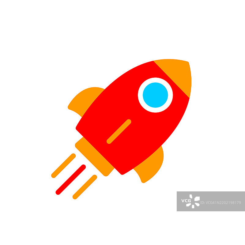 火箭图标。简单的火箭标志。火箭发射图标。图片素材