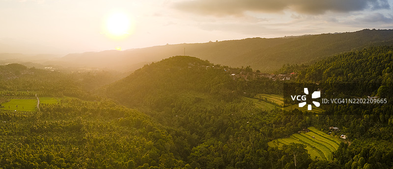 穆杜克稻田上的宁静日落图片素材