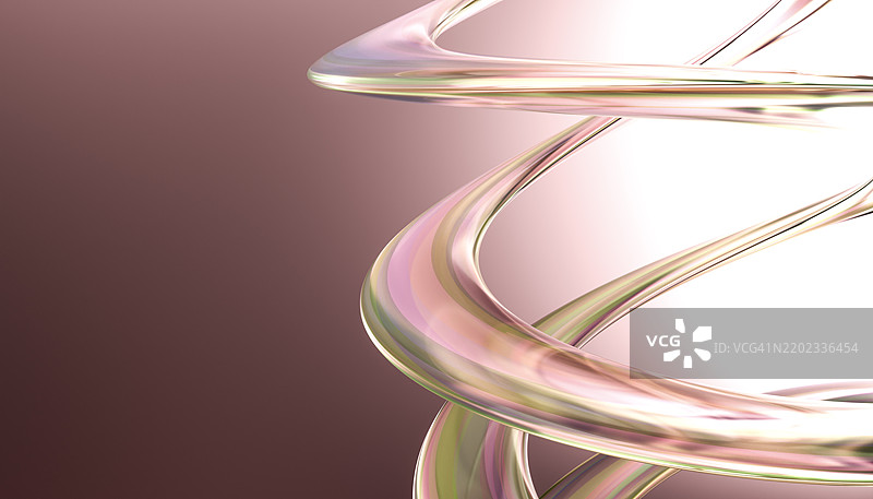 彩色背景上的螺旋光滑玻璃的3D渲染图图片素材
