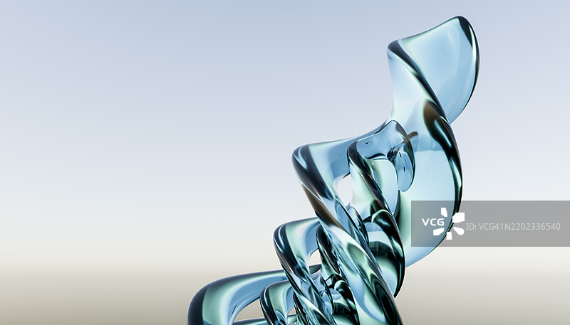 灰色背景下的螺旋玻璃图案的3D渲染图片素材