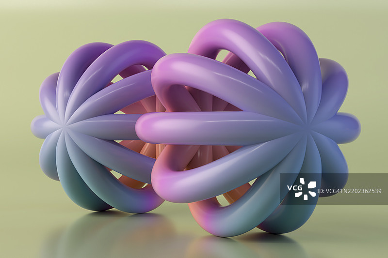 抽象的3D渲染，交织的柔和渐变形状图片素材