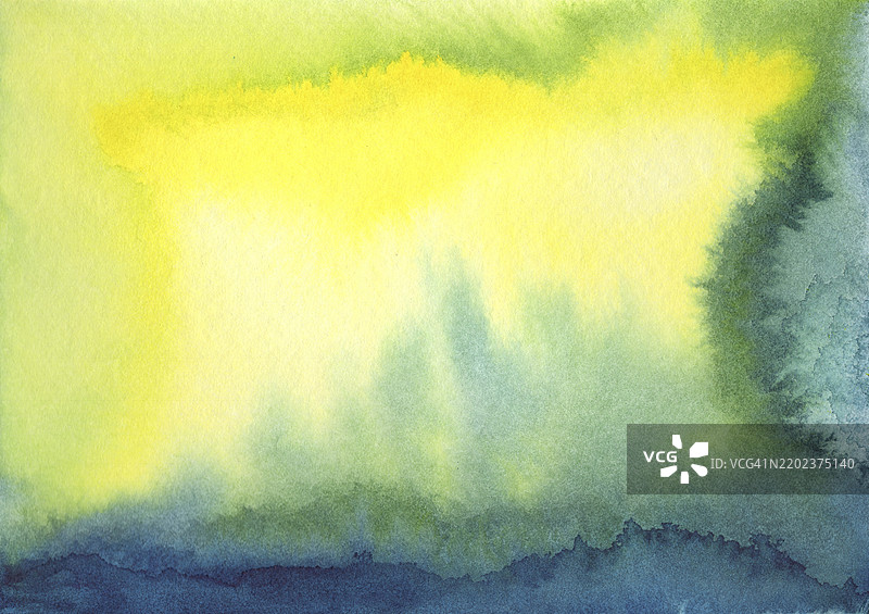 绿色和黄色的抽象水彩画在纸上图片素材