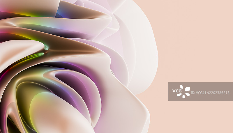 色彩斑斓的有机波浪的抽象3D渲染图图片素材