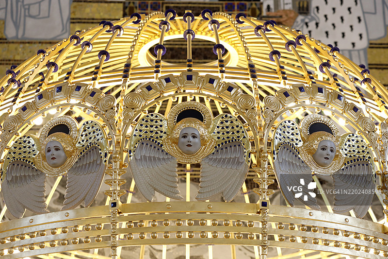 施泰因霍夫教堂（利奥波德教堂），由奥托·瓦根于1902年至1907年设计，属于新艺术风格，位于奥地利维也纳。图片素材