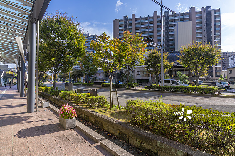 通往金泽站的街道景观，位于日本本州石川县金泽市图片素材