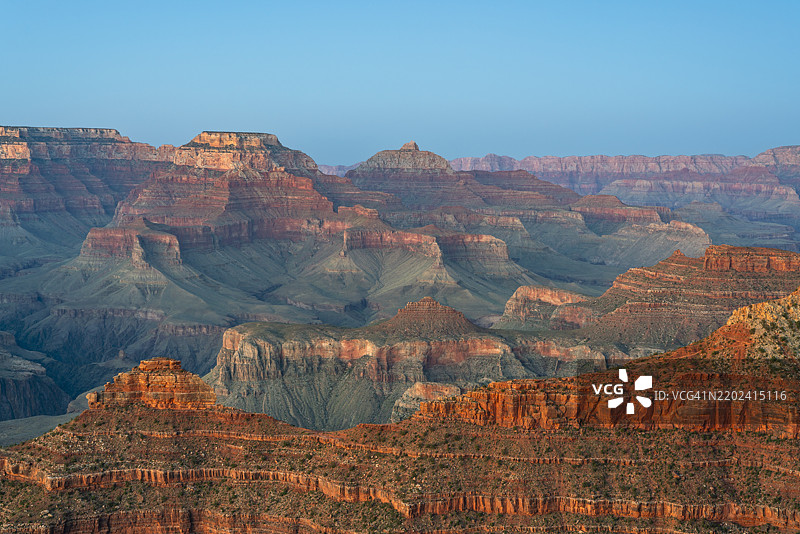 黄昏时分的大峡谷，位于亚瓦派点附近的边缘小径，格兰峡谷国家公园，联合国教科文组织世界遗产，亚利桑那州，美国，北美洲图片素材